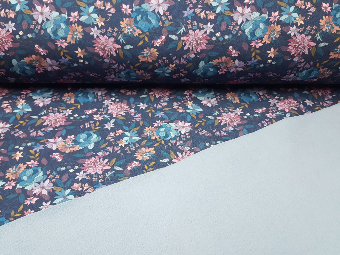 Softshell Flowers navy/petrol/mauve