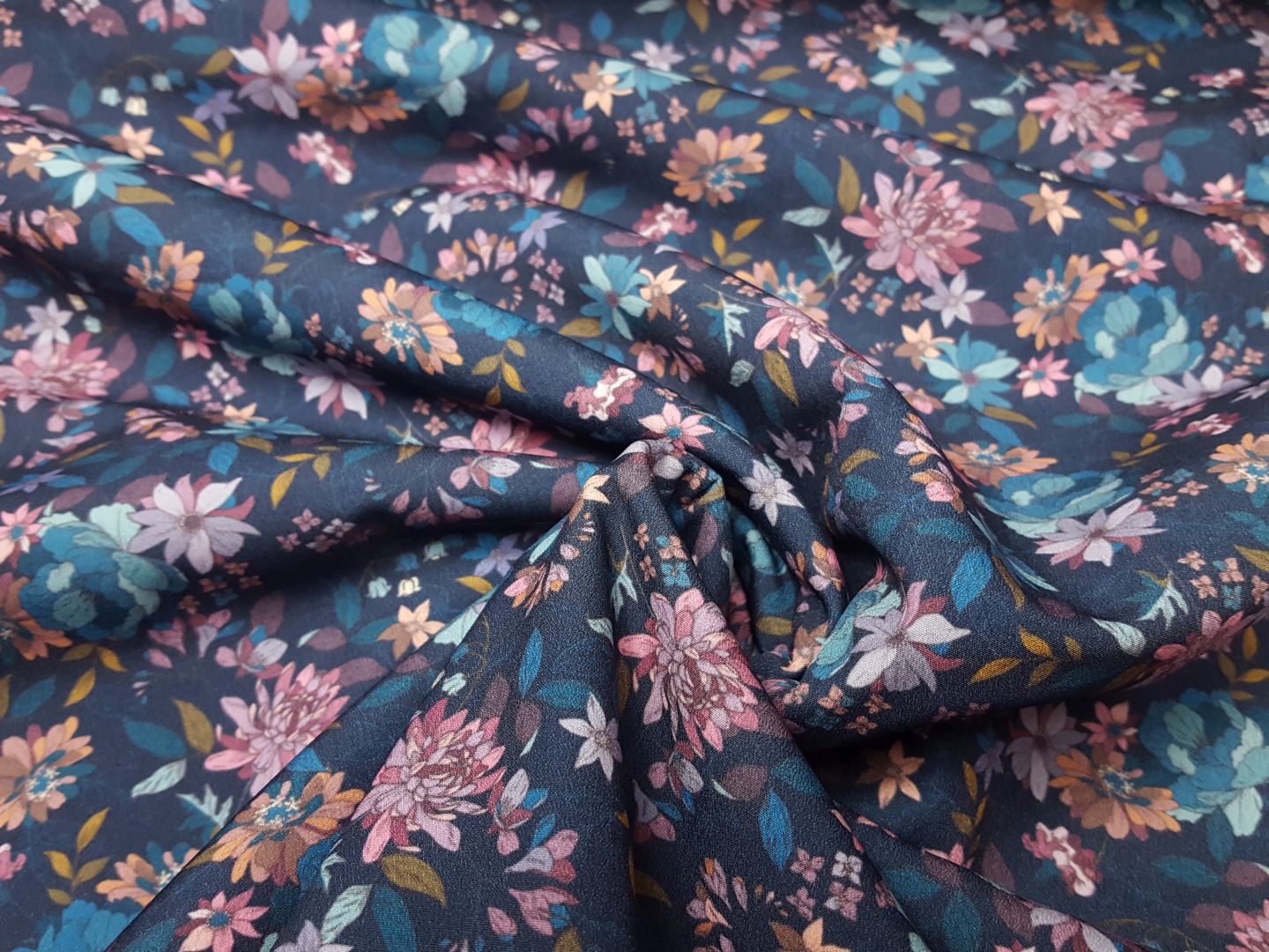 Softshell Flowers navy/petrol/mauve