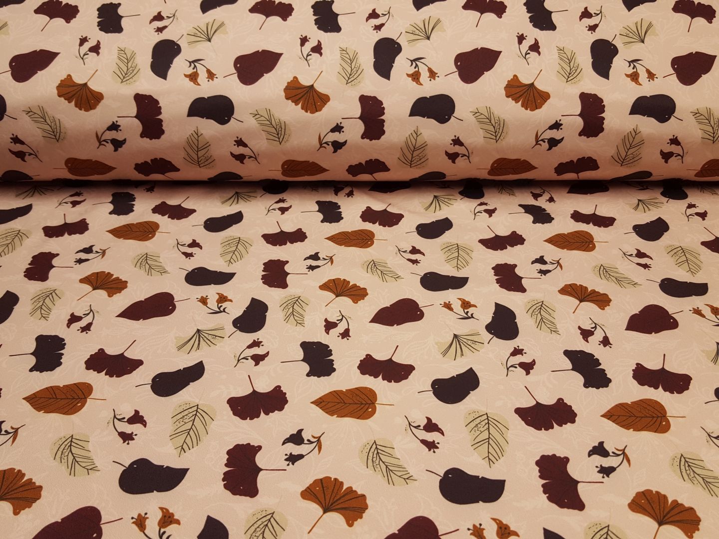 Softshell Leaves lachs/bordeaux/ocker