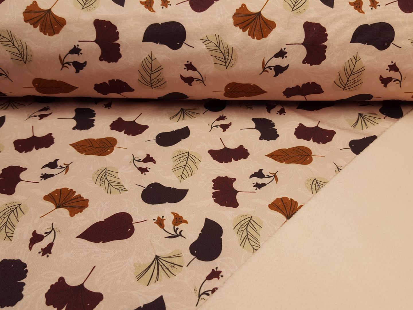 Softshell Leaves lachs/bordeaux/ocker