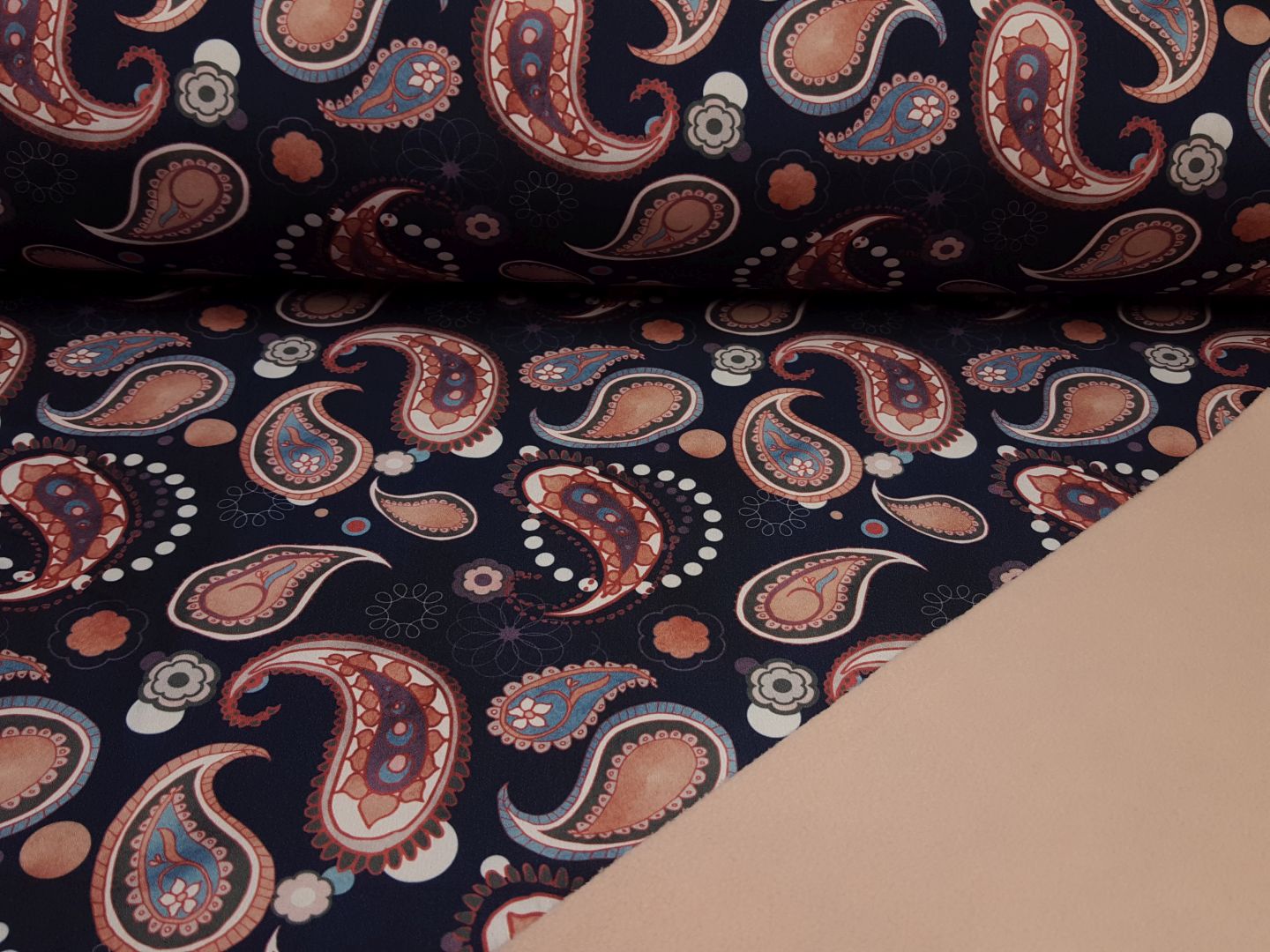 Softshell Paisley navy/altrosa/stahlblau