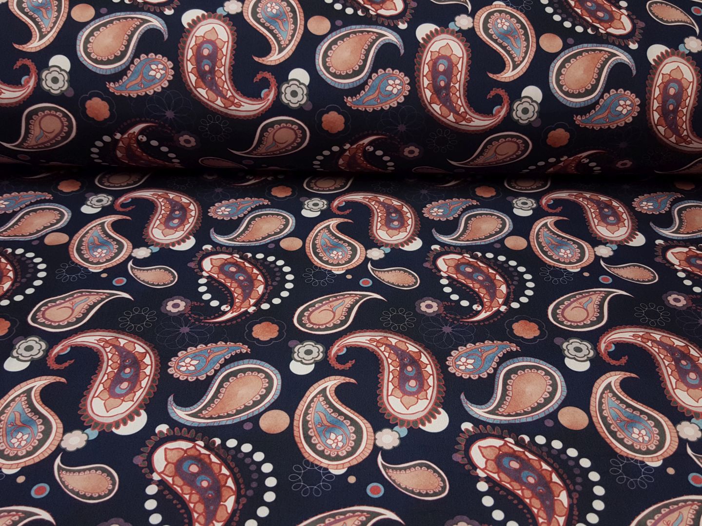 Softshell Paisley navy/altrosa/stahlblau