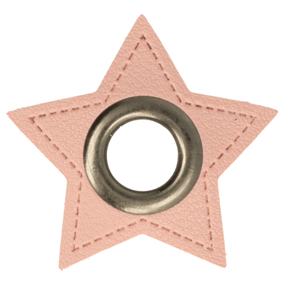 Stern Kunstleder Ösenpatch 8mm rosa/altnickel
