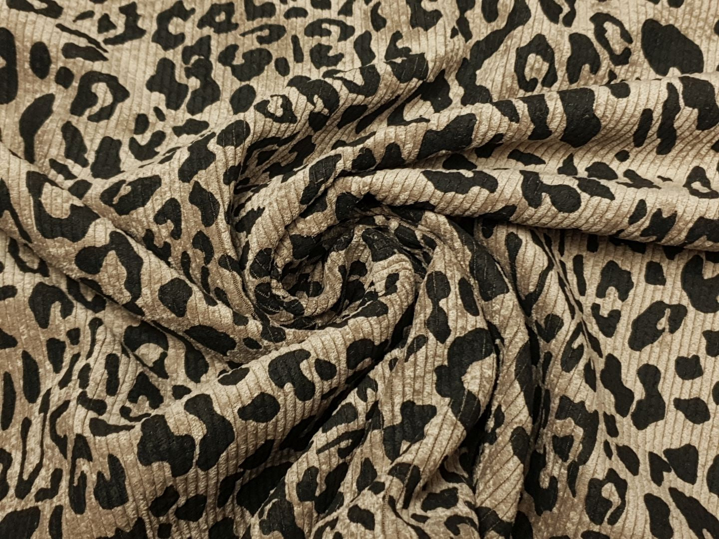 Stretch Cord Leopard taupe/schwarz
