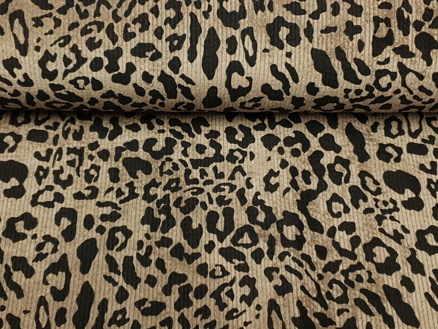 Stretch Cord Leopard taupe/schwarz