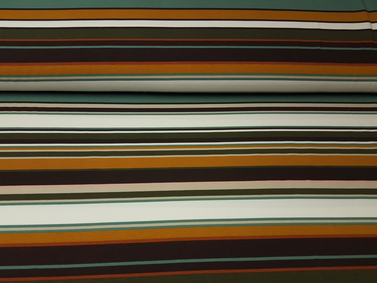 Stripe dunkelbraun/offwhite/ocker/dustymint