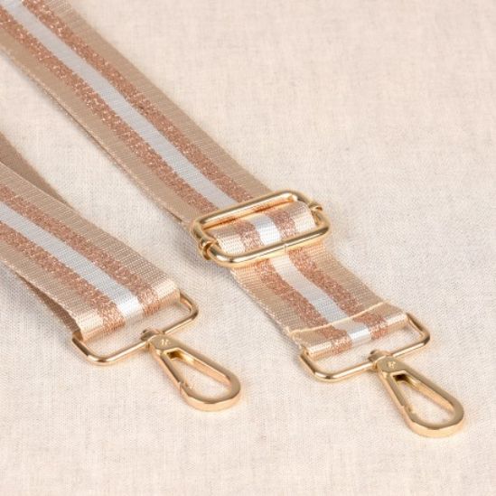 Taschengurt Stripes beige/rosegold/weiss