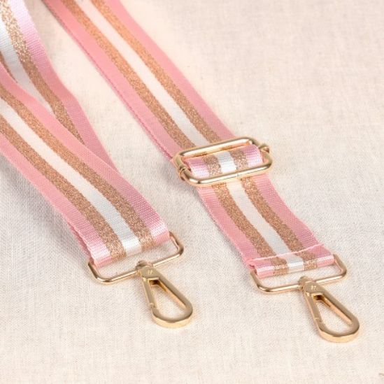 Taschengurt Stripes rosa/rosegold/weiss
