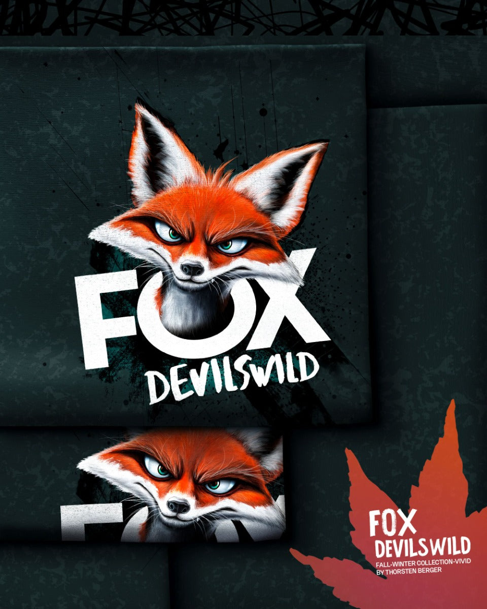 Panel Fox Devils Wild by Thorsten Berger orange/tannengrün
