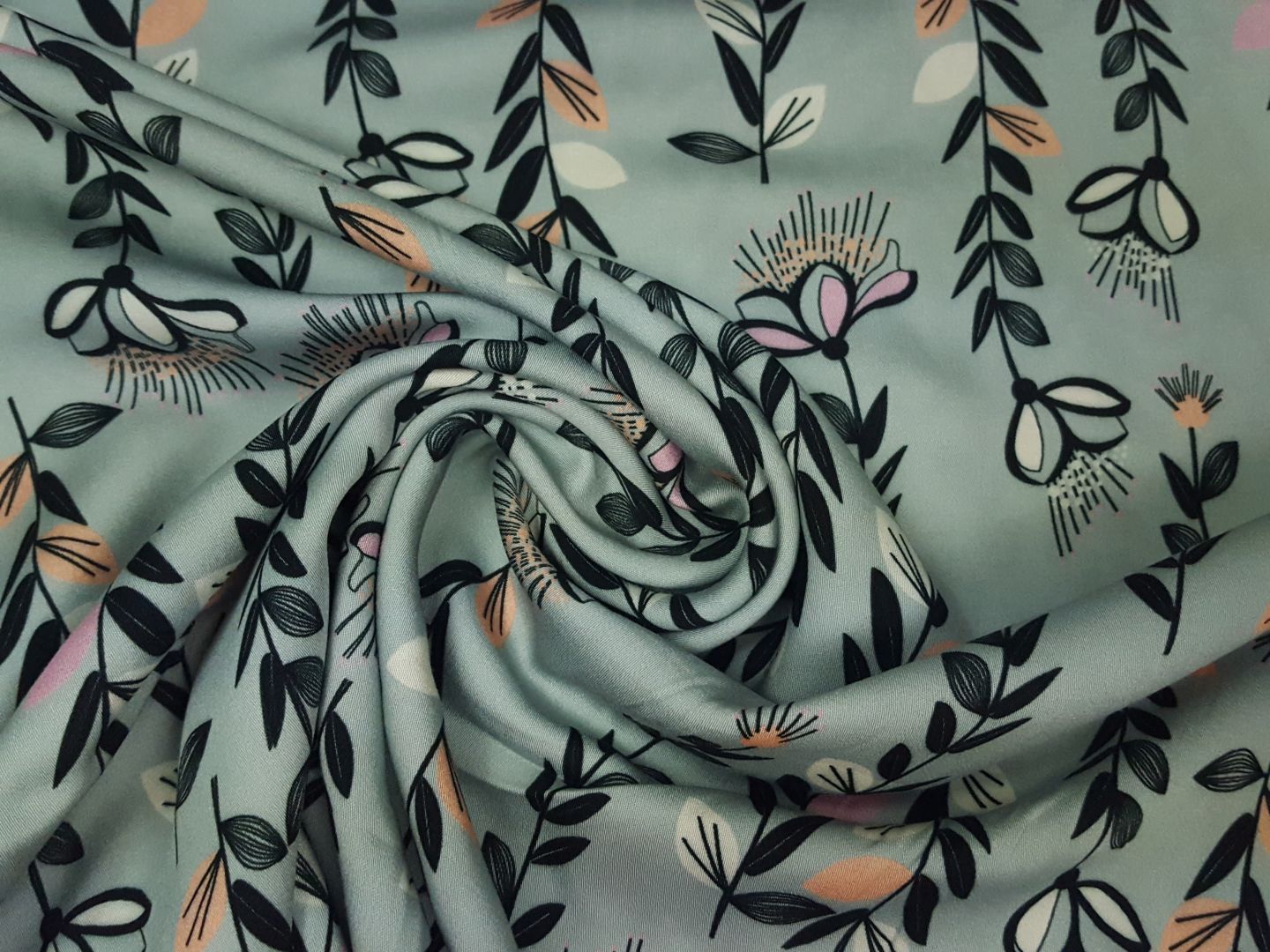 Viskose Webware satin dusti/mint/schwarz/lachs/pink