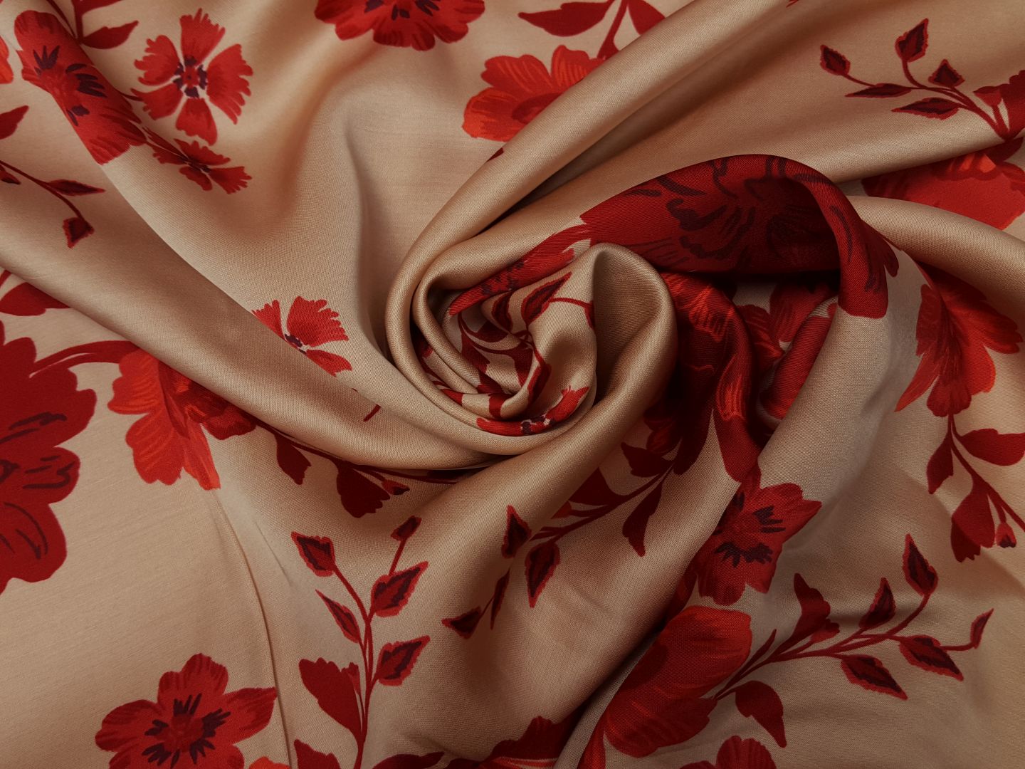 Viskosesatin soft peach/rot