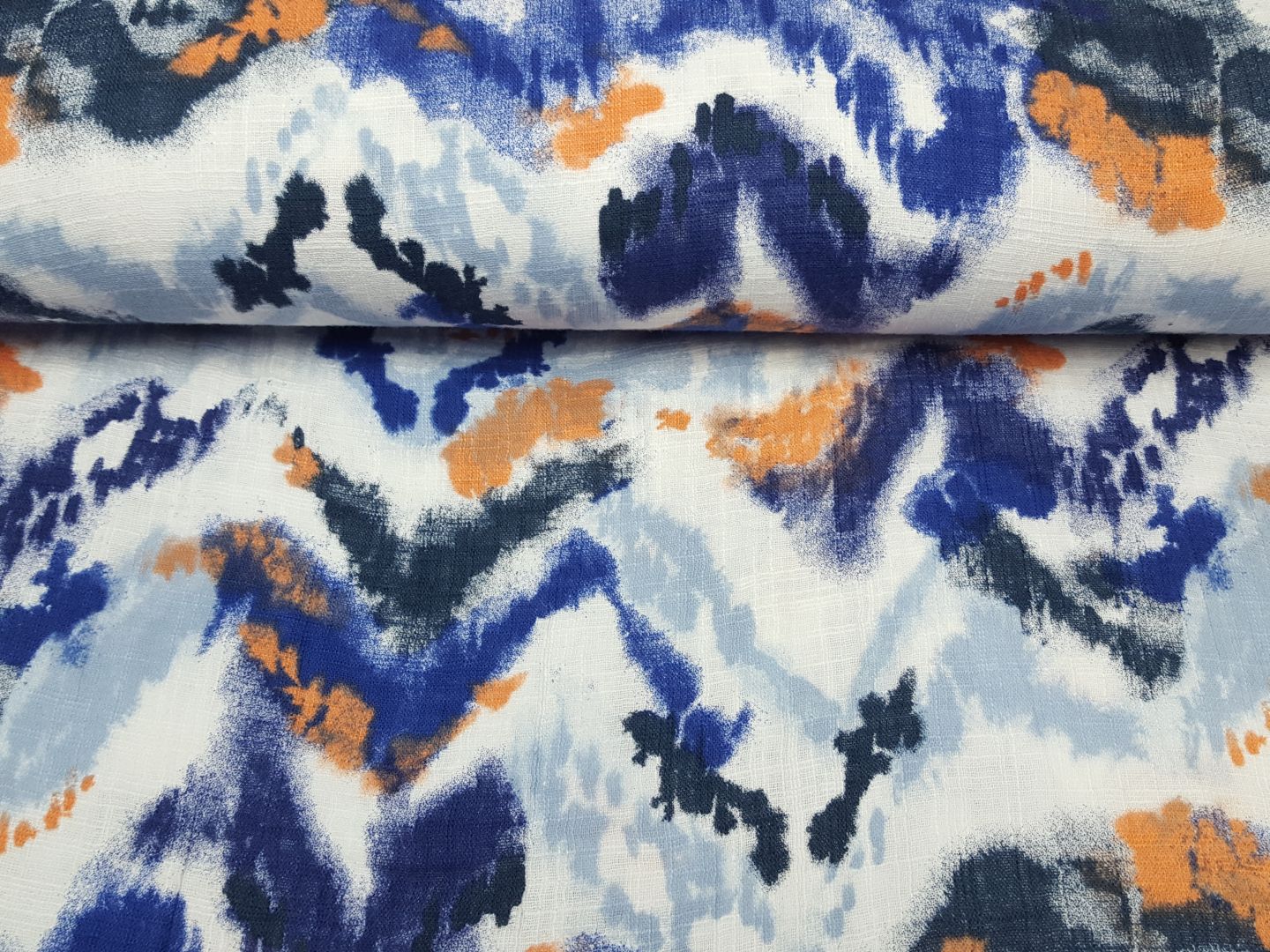Einzelstück Muslin-Double Gaze Wave royal/orange