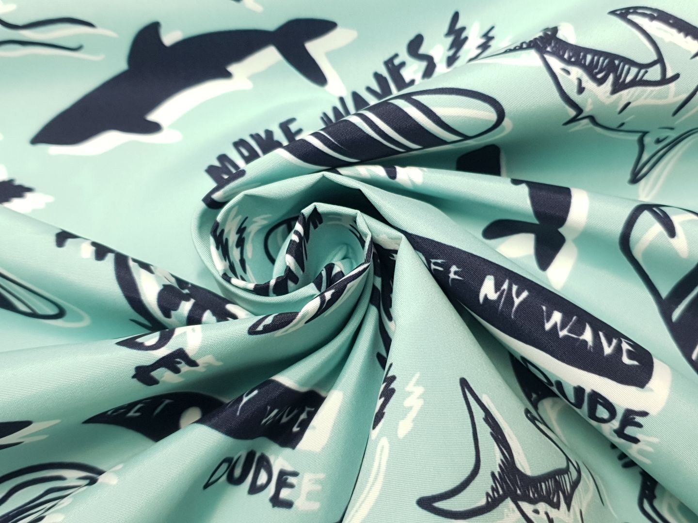Badehosenstoff Wave aqua/dunkelblau