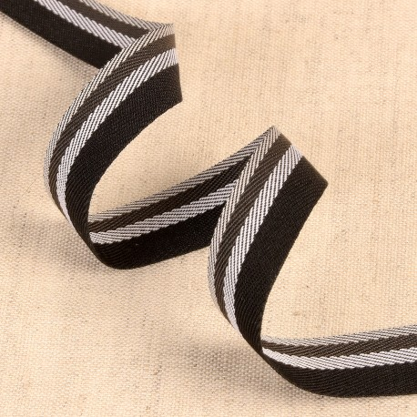 Webband Stripes schwarz/weiss/braun