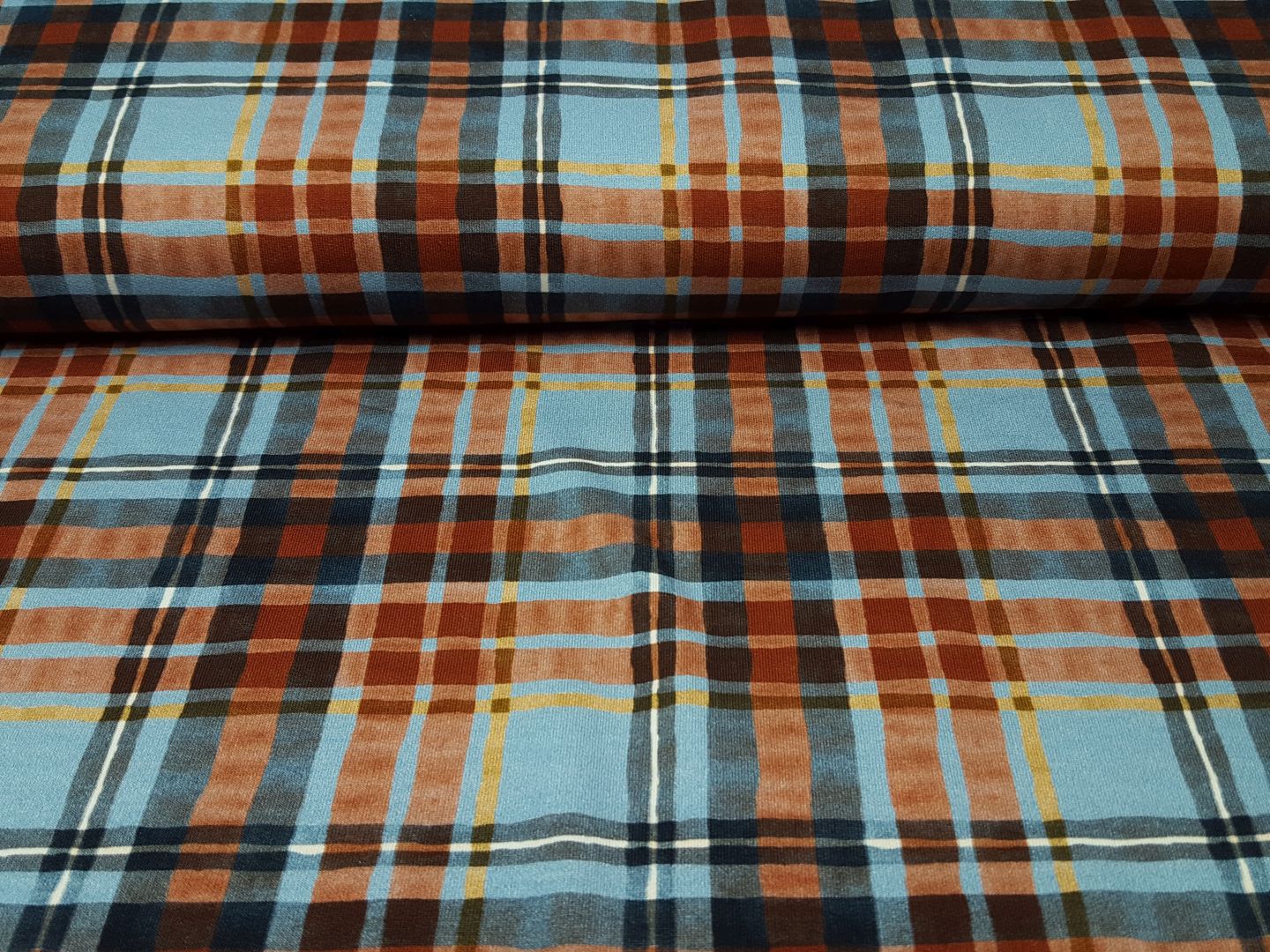 Einzelstück White Plaid rost/dusty blue/ocker