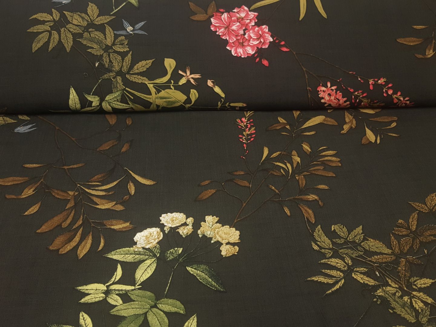 Wild Flowers anthrazit/khaki/pink