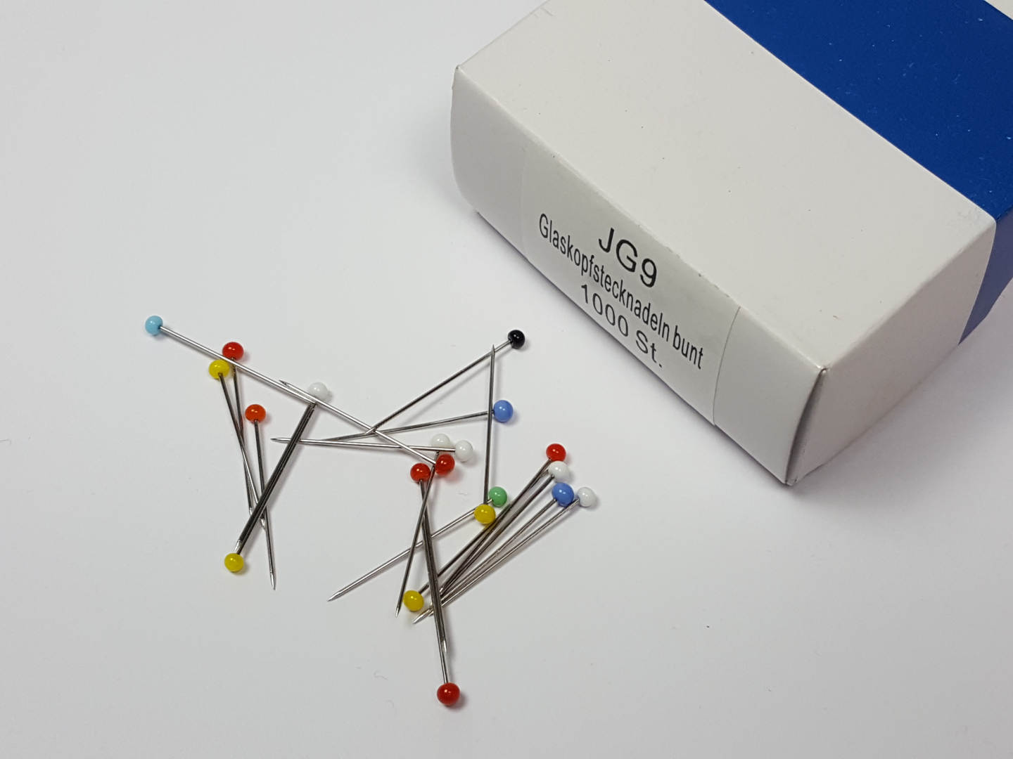 1000 Stecknadeln mit buntem Glaskopf 0,60 x 30mm