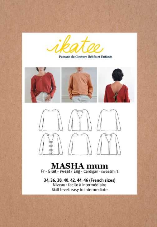 Masha Mum Cardigan/Sweater für Damen, Ikatee Papierschnittmuster