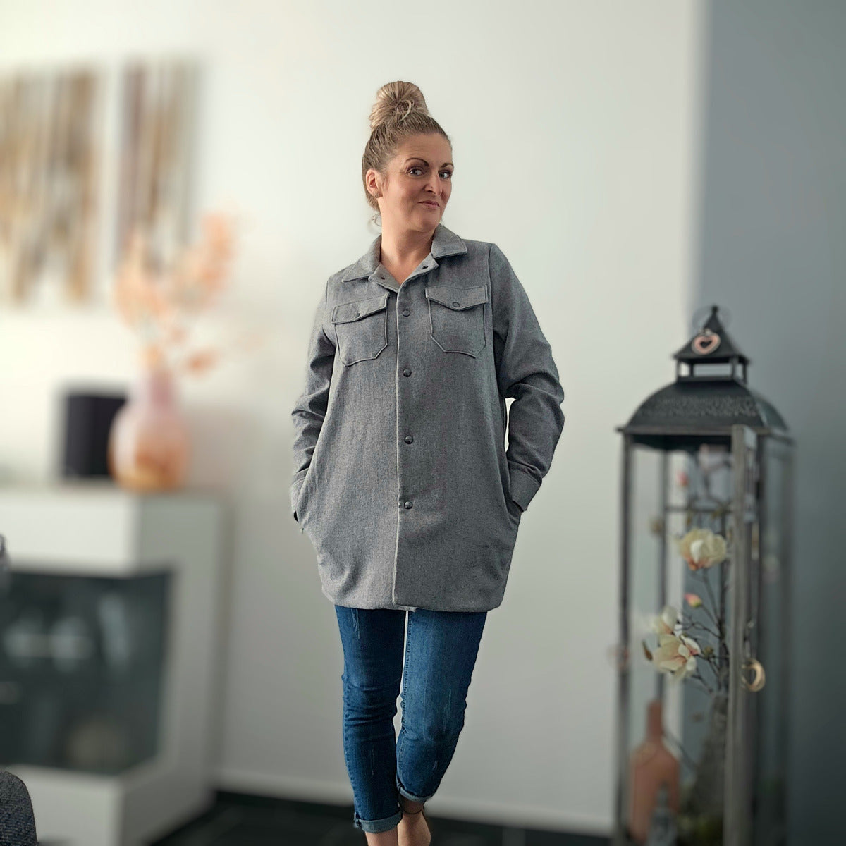 Papierschnittmuster Hemdjacke Flo Damen von Fadenkäfer