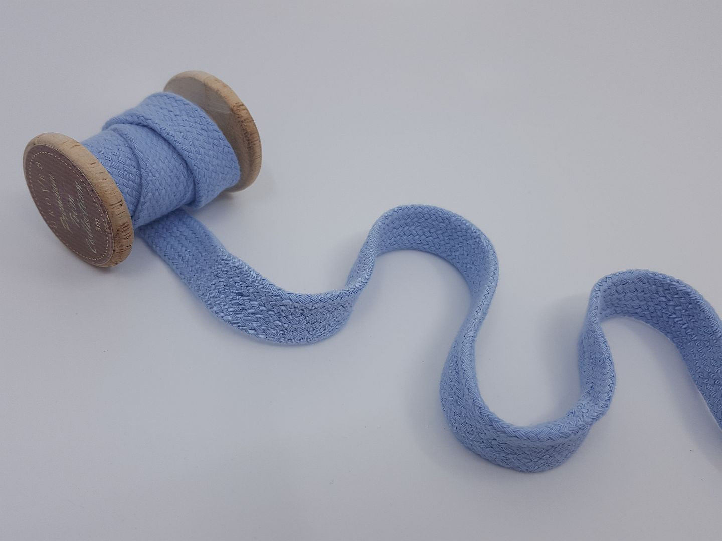 20mm Baumwollkordel flach-geflochten, babyblau