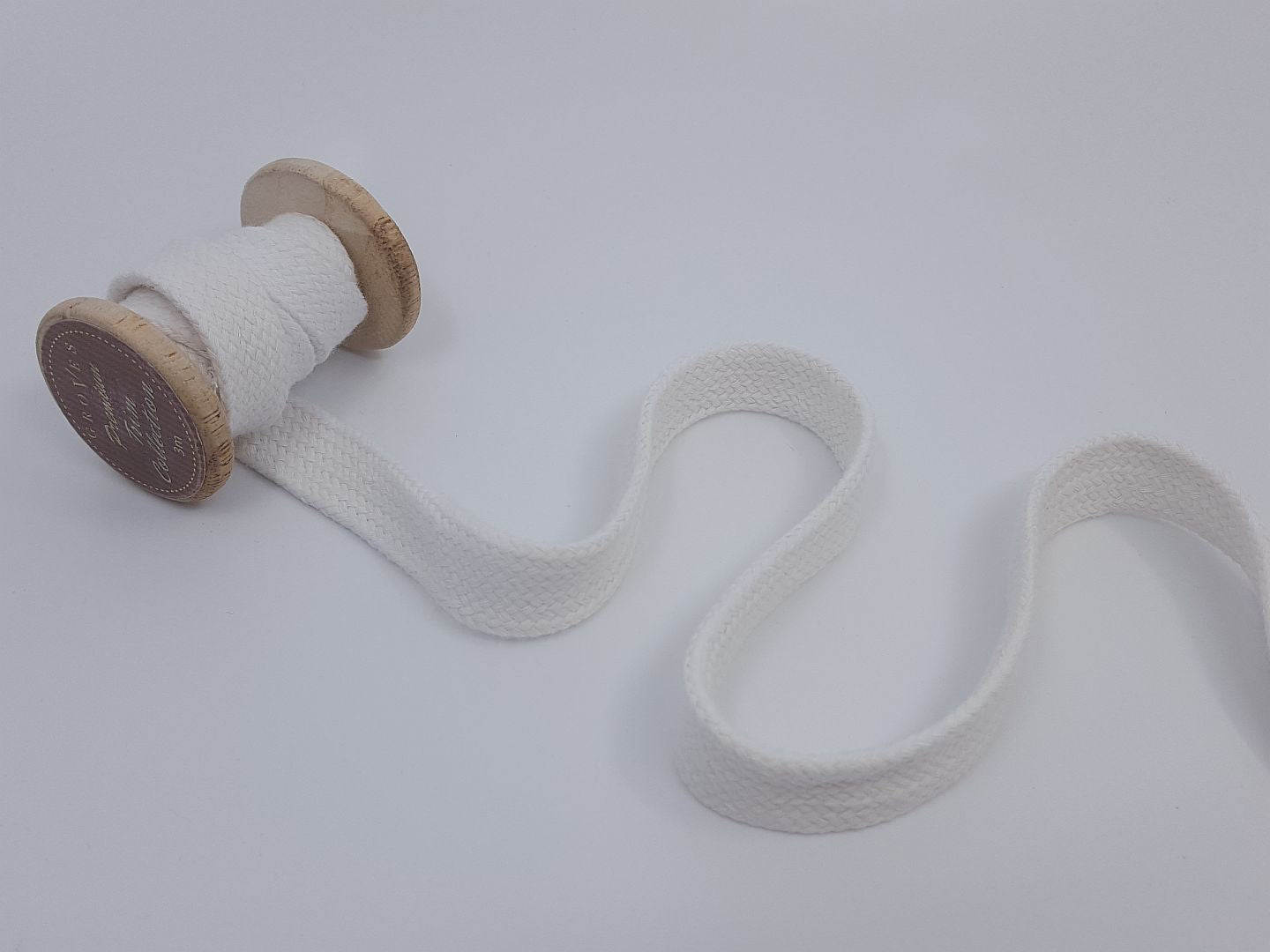 20mm Baumwollkordel flach-geflochten, weiss