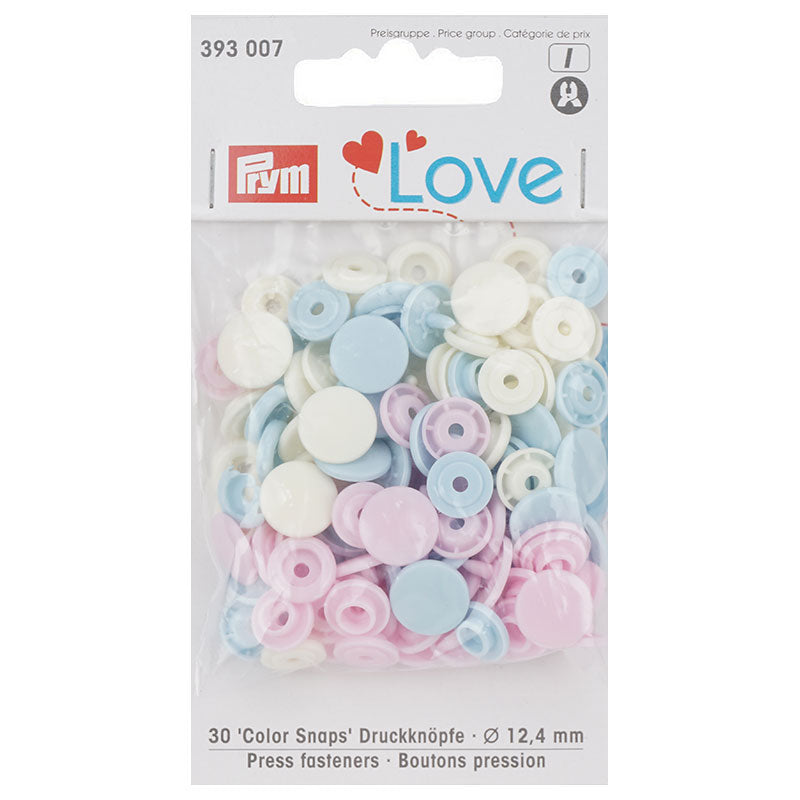 Prym Love Druckknöpfe rosa, hellblau, perle