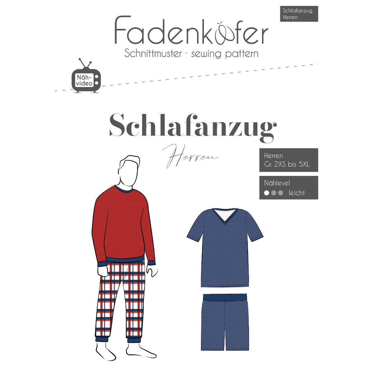 Papierschnittmuster Schlafanzug Herren von Fadenkäfer