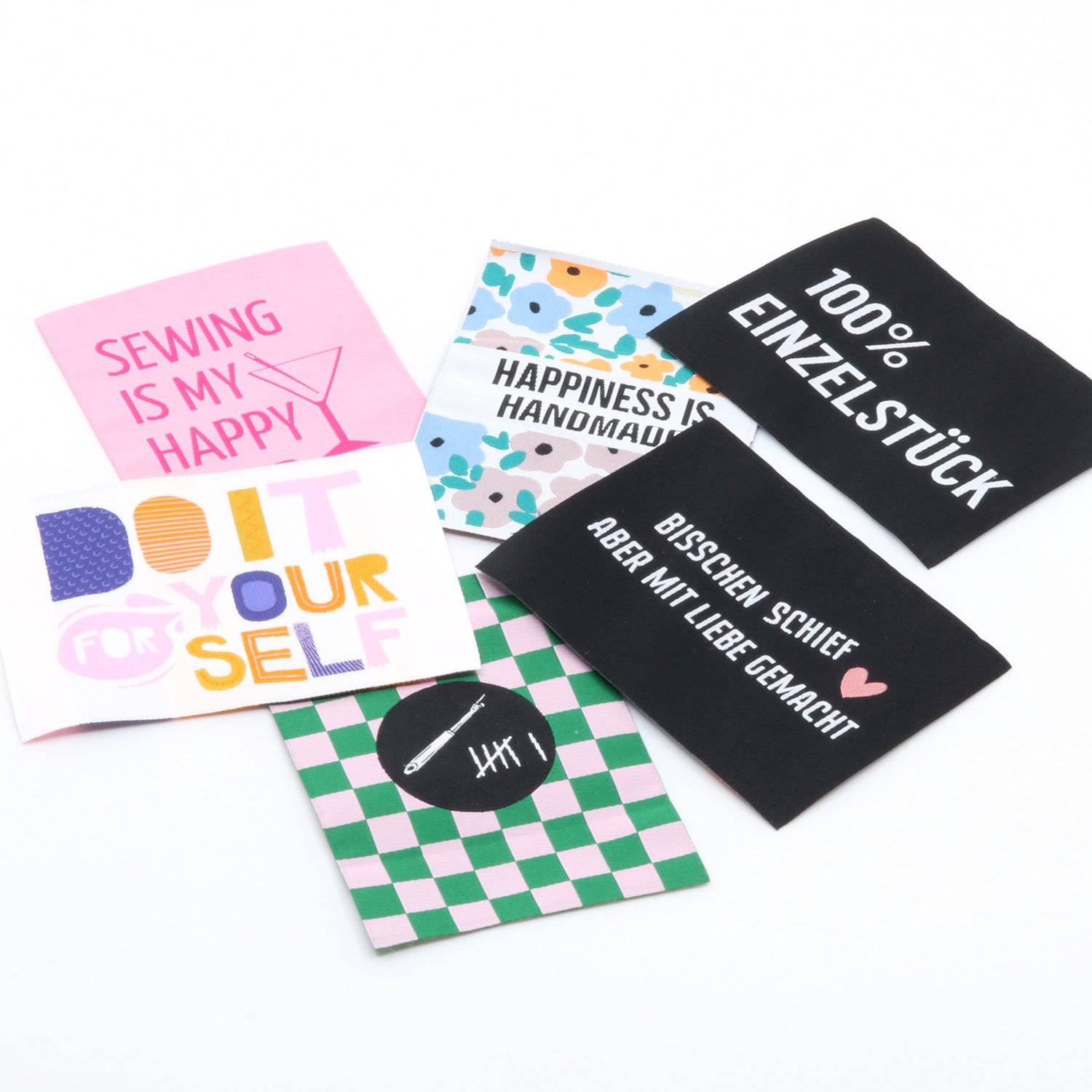 2er Set Webetikett XL - Sewing is my Happy Hour