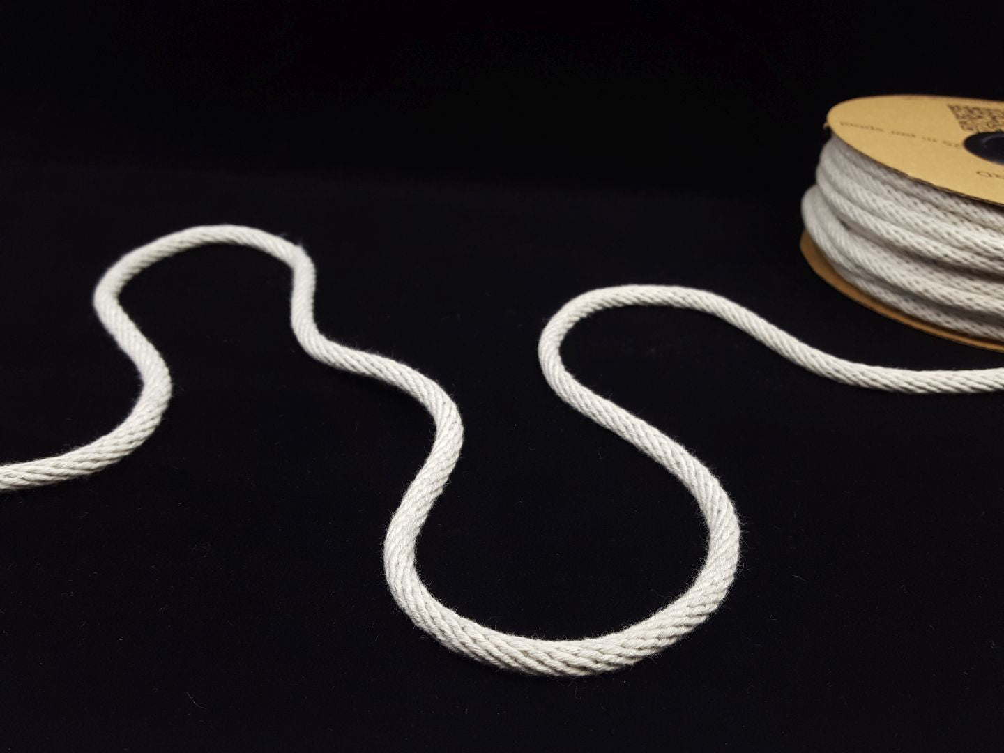 6mm Baumwollkordel rund-geflochten, beige