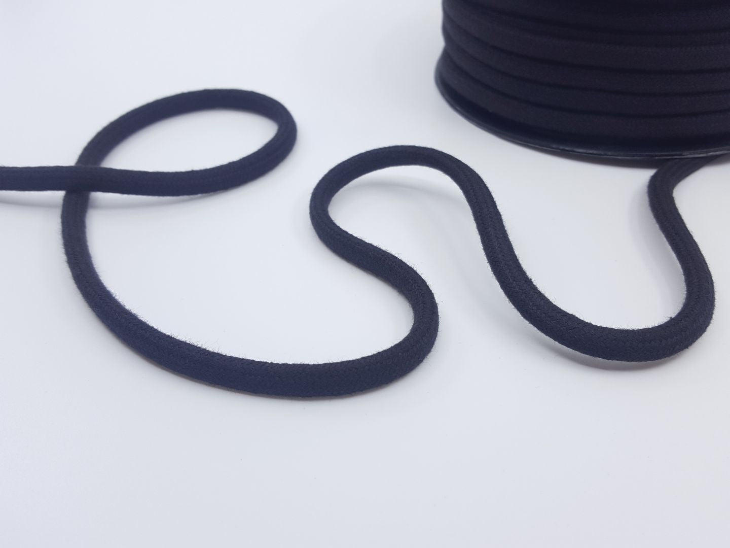 8mm Baumwollkordel rund-geflochten, schwarz