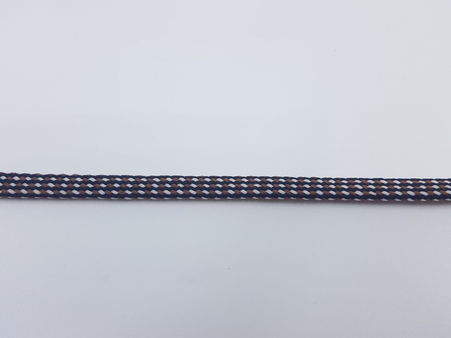 8mm Baumwollkordel flach-geflochten, braun/weiss/schwarz