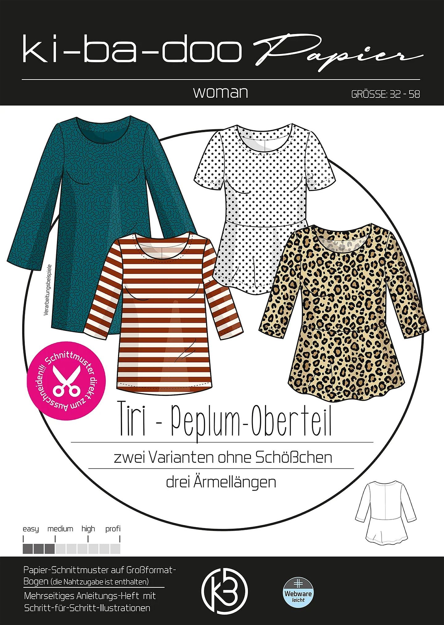 Bluse Tiri Damen, Ki-ba-doo Papierschnittmuster