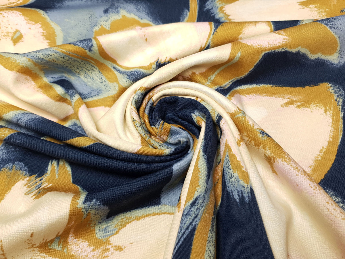 Fleurs dunkelblau/lachs/mint/braun