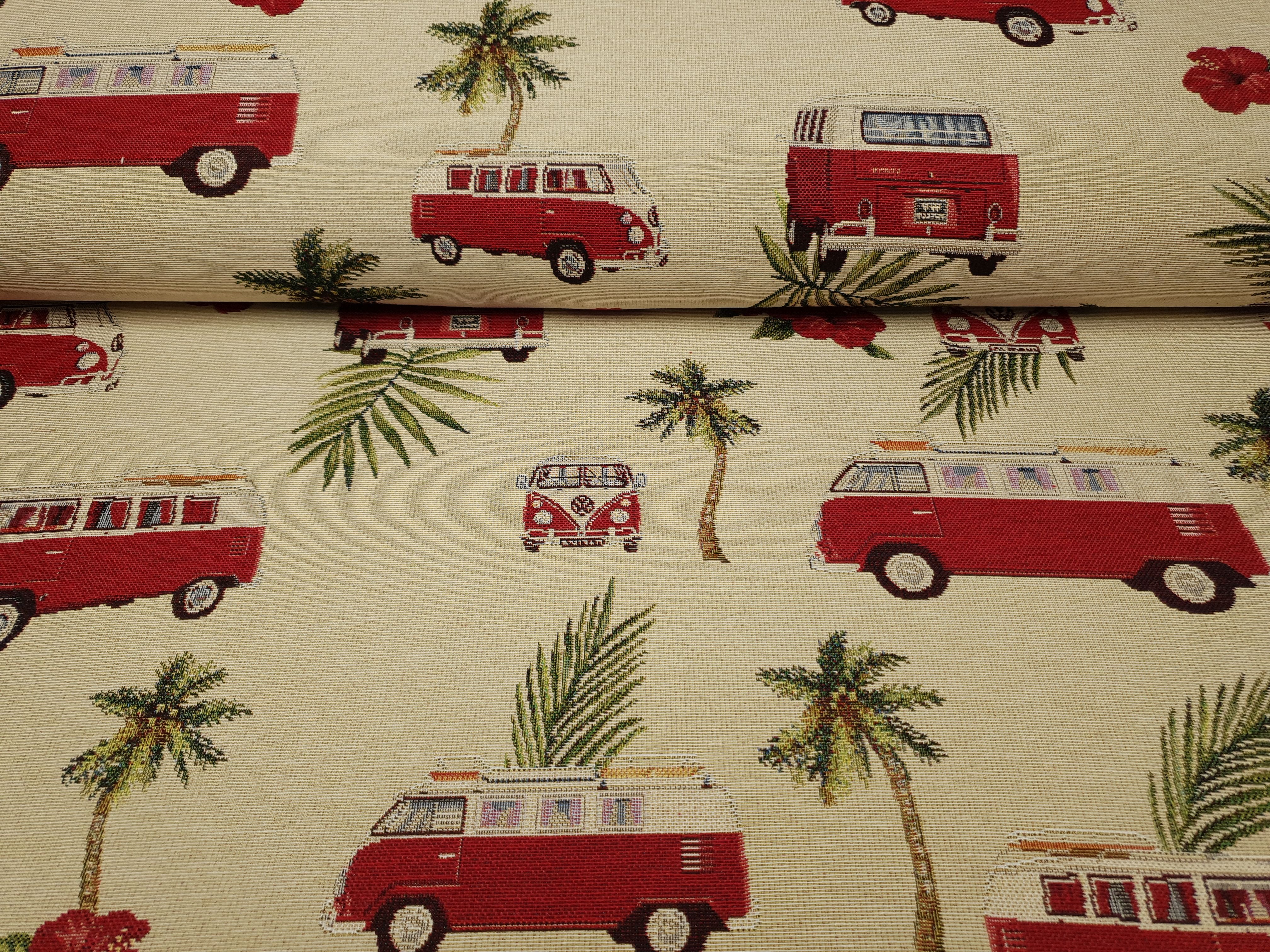 Gobelin VW Palm Hawaii beige melange/rot/grün