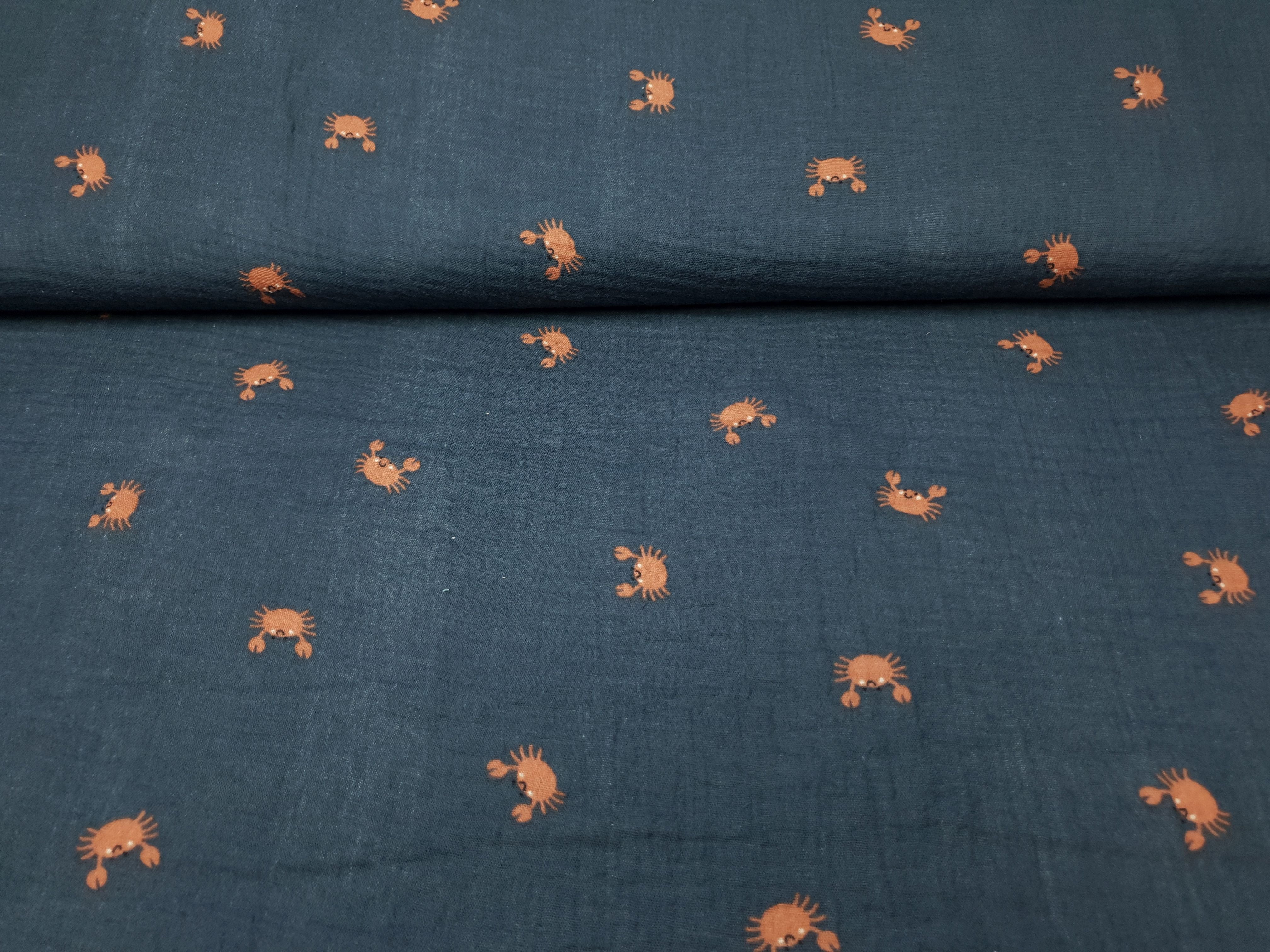 Muslin-Double Gaze Ocean Friends denim/rost
