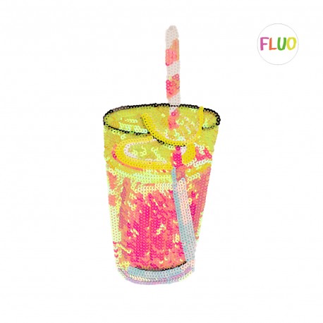 Pailletten-Patch Cocktail gelb/pink/hellblau