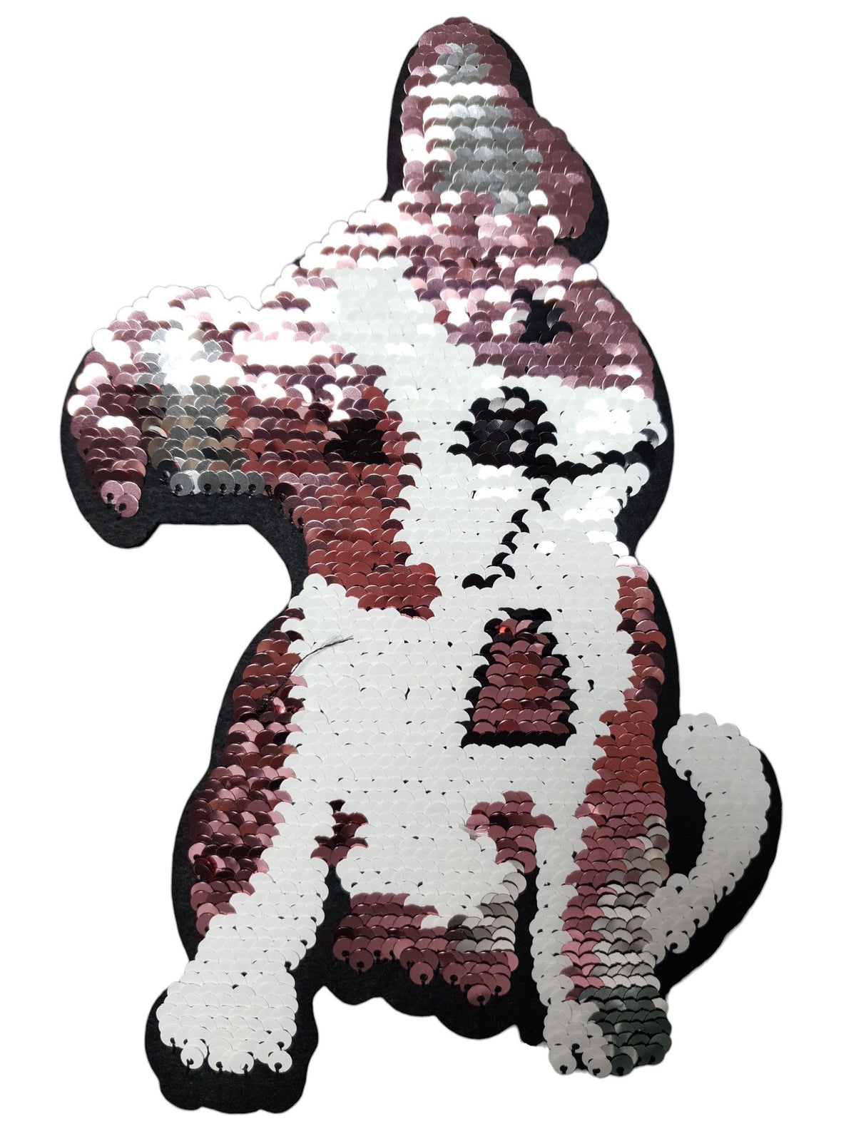 Pailletten-Applikation XL Hund rosa/weiss/rosegold