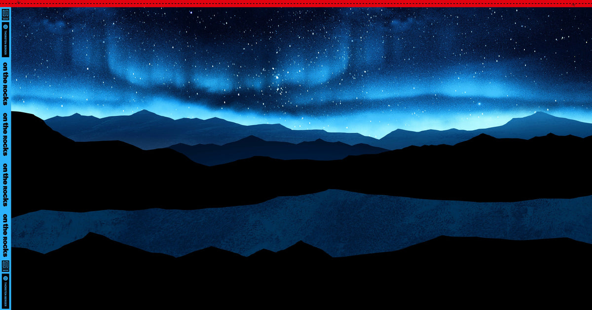 Panel On the Rocks Polar Lights by Thorsten Berger schwarz/blau/aqua