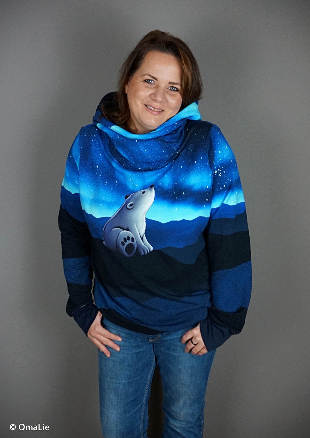 Panel On the Rocks Polarbear by Thorsten Berger schwarz/blau/aqua/offwhite