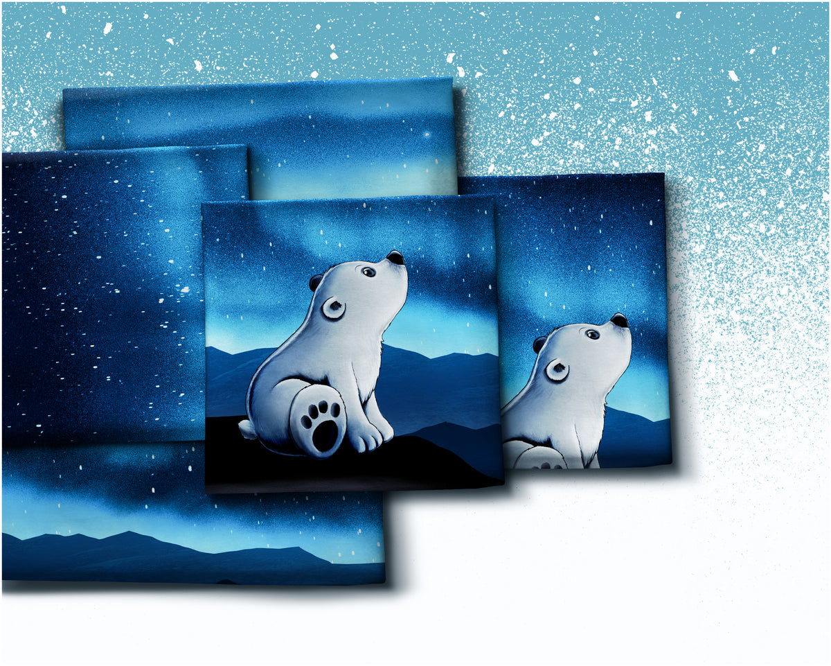 Panel On the Rocks Polarbear by Thorsten Berger schwarz/blau/aqua/offwhite