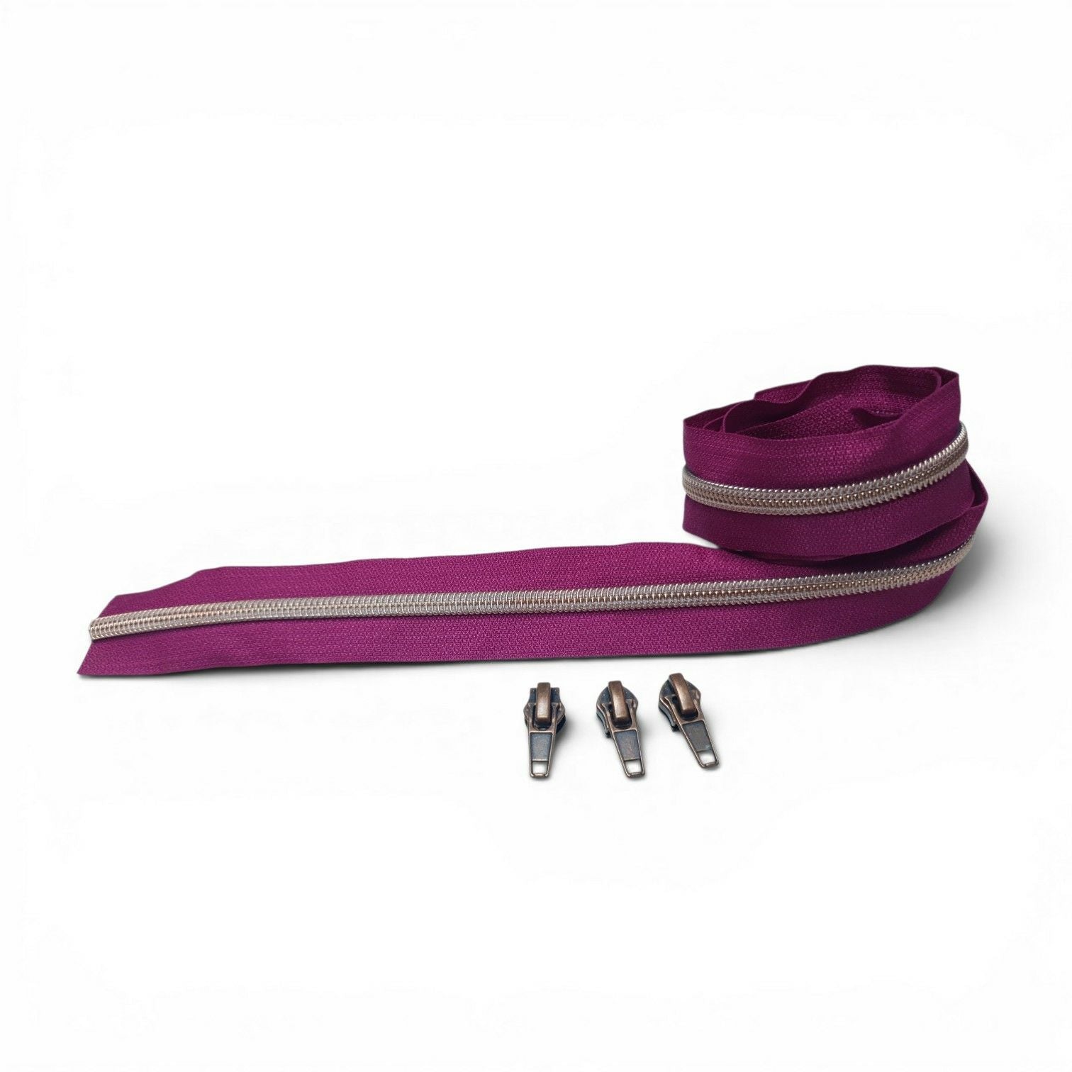 Reissverschluss Zipper Set Metallic Look/fuchsia 6.5mm