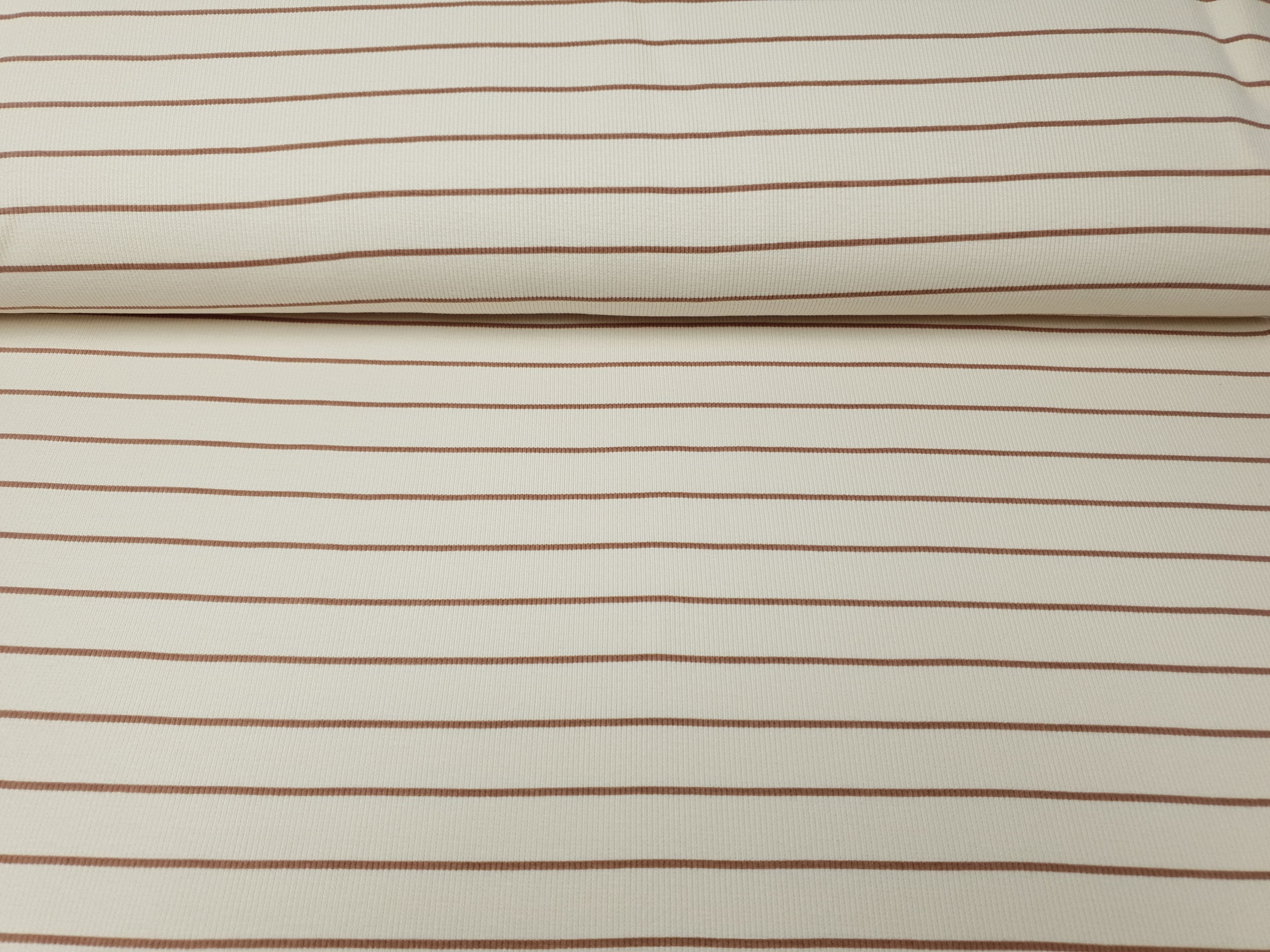 Rippjersey Stripes creme/braun