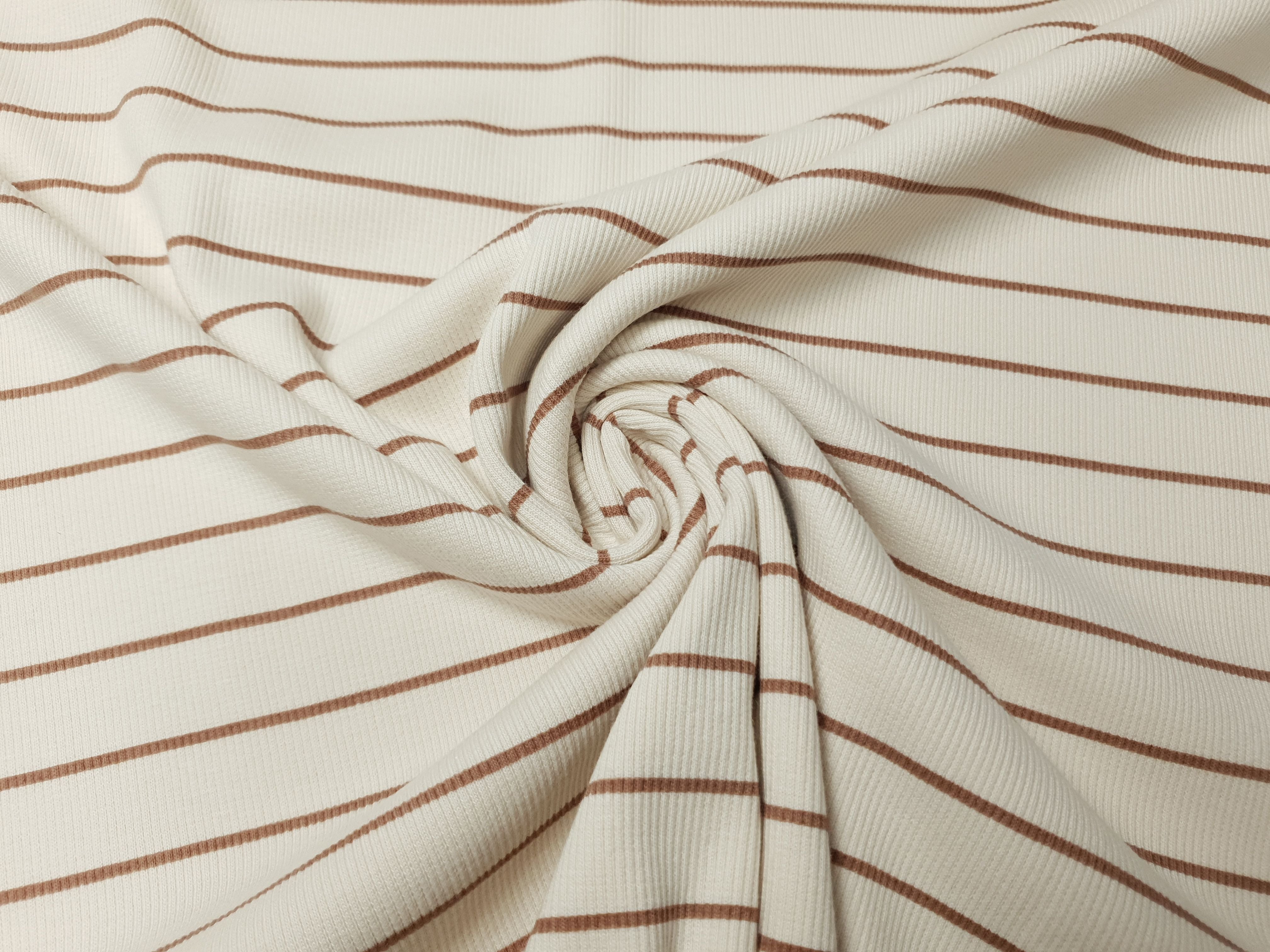 Rippjersey Stripes creme/braun