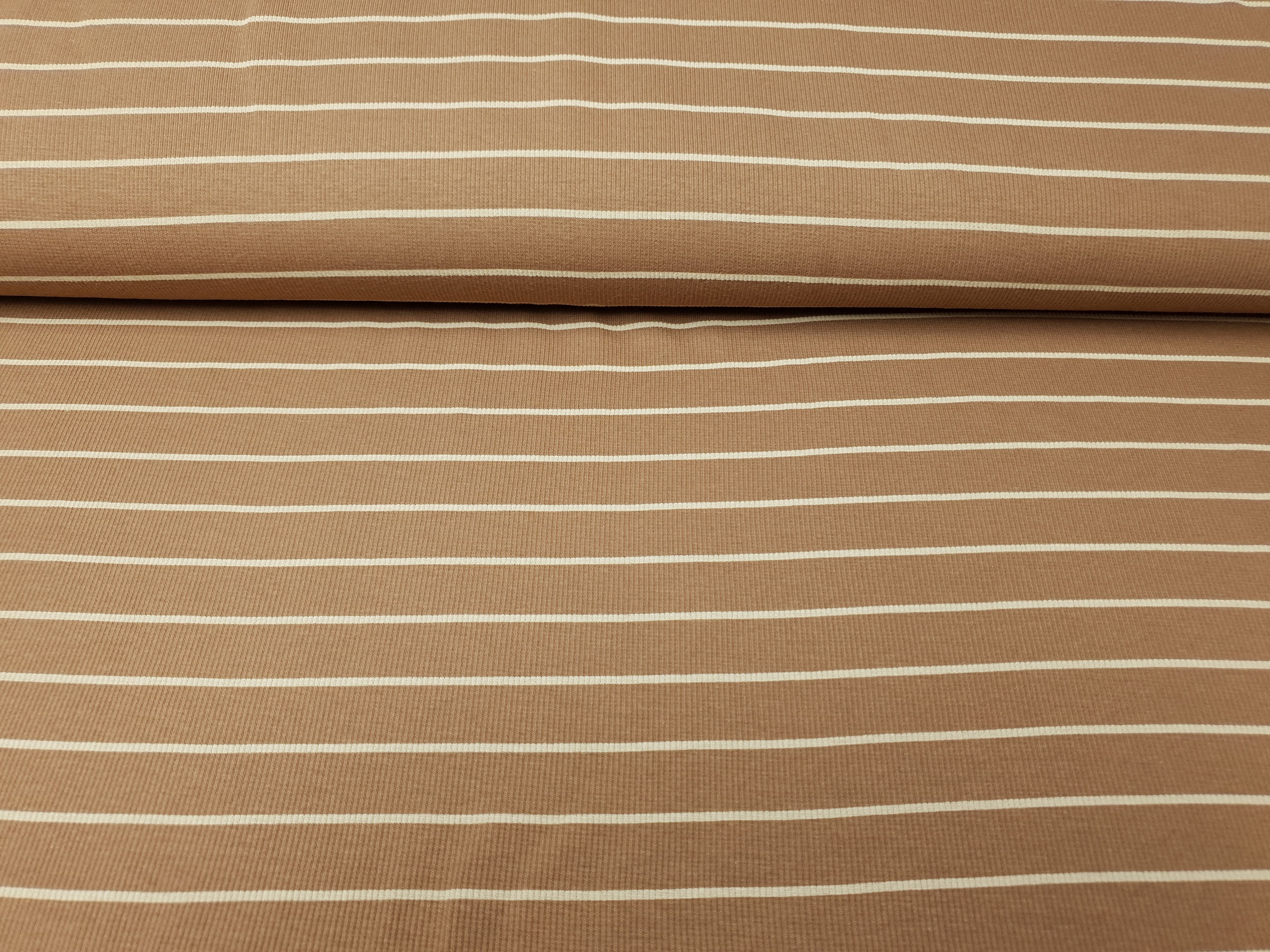 Rippjersey Stripes kupferbraun/beige