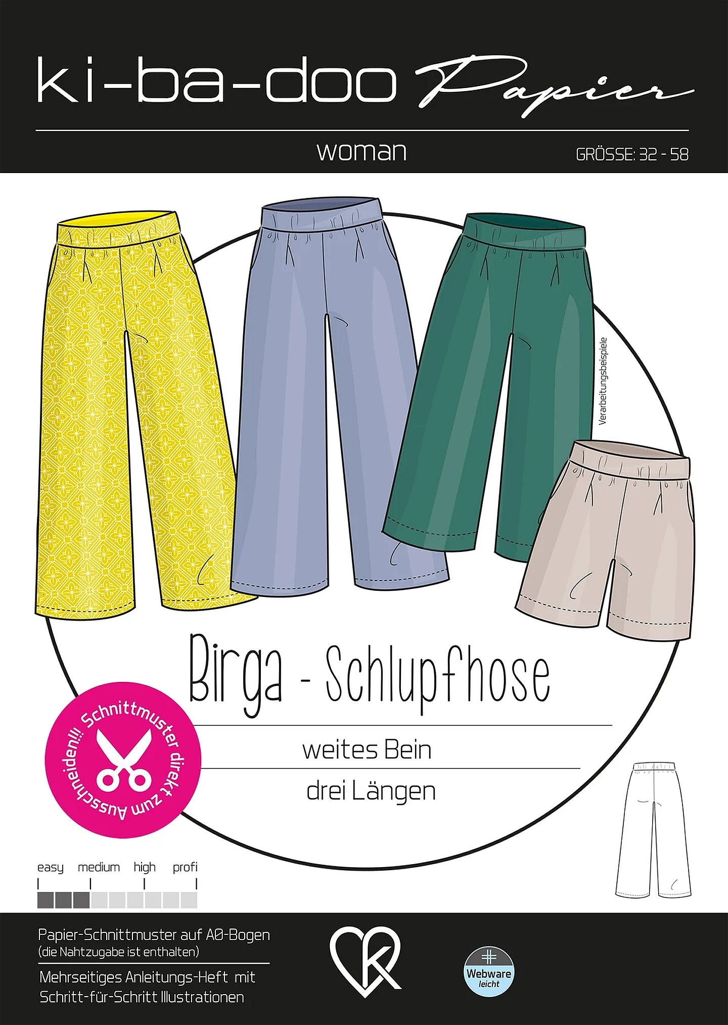 Schlupfhose Birga Damen, Ki-ba-doo Papierschnittmuster
