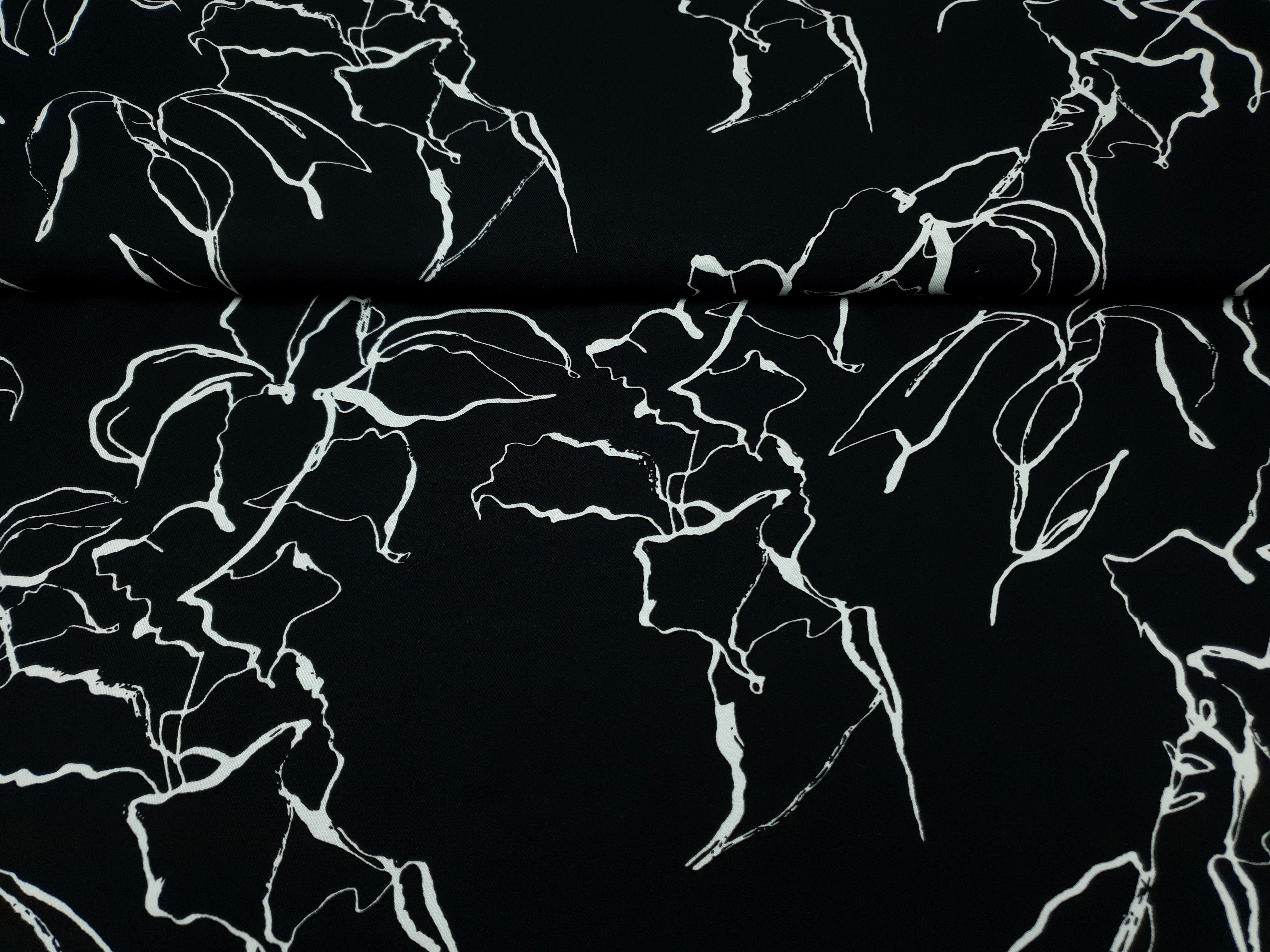 Scribble Flowers schwarz/offwhite