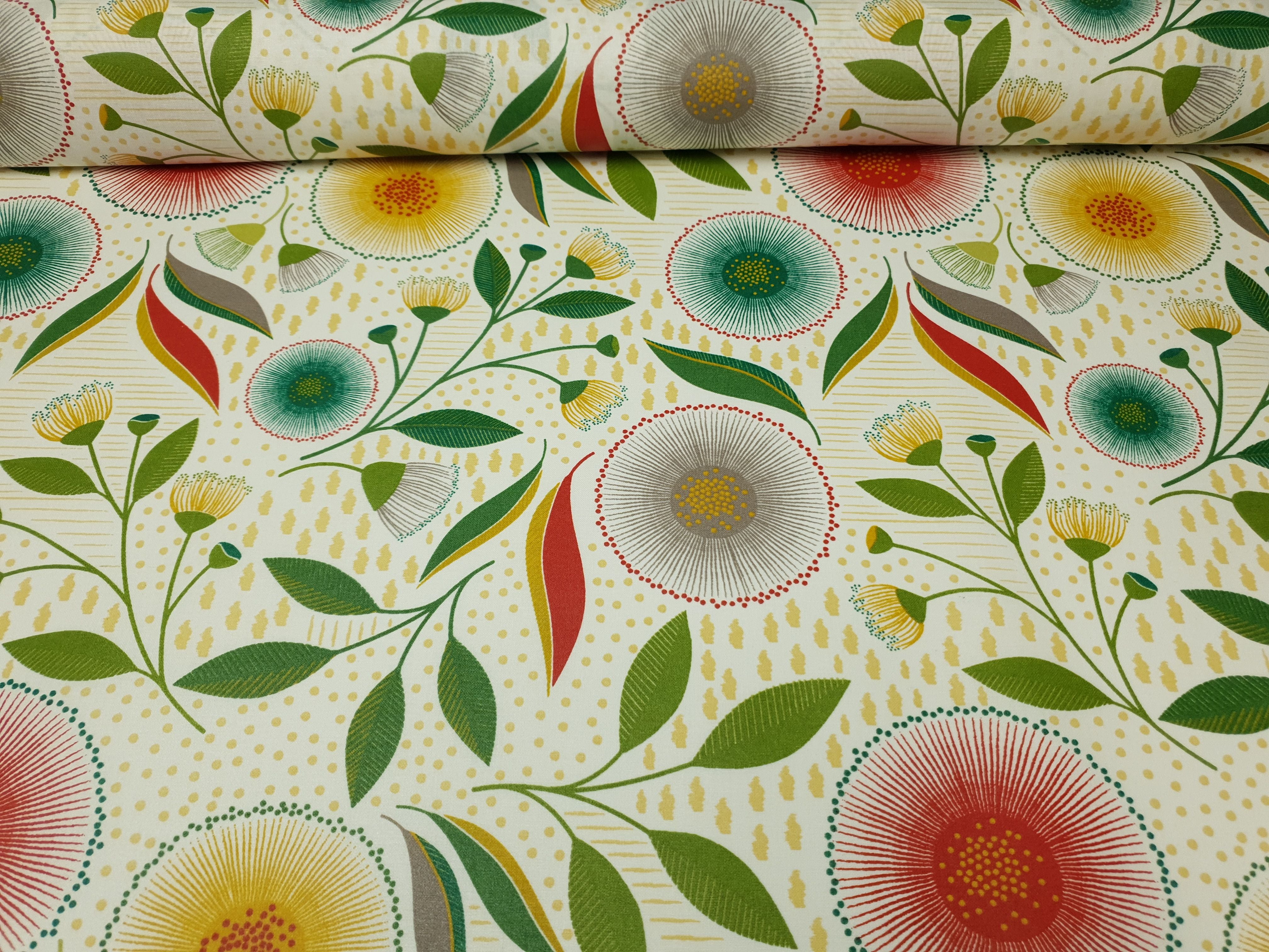 Springtime offwhite/rot/grün/ocker