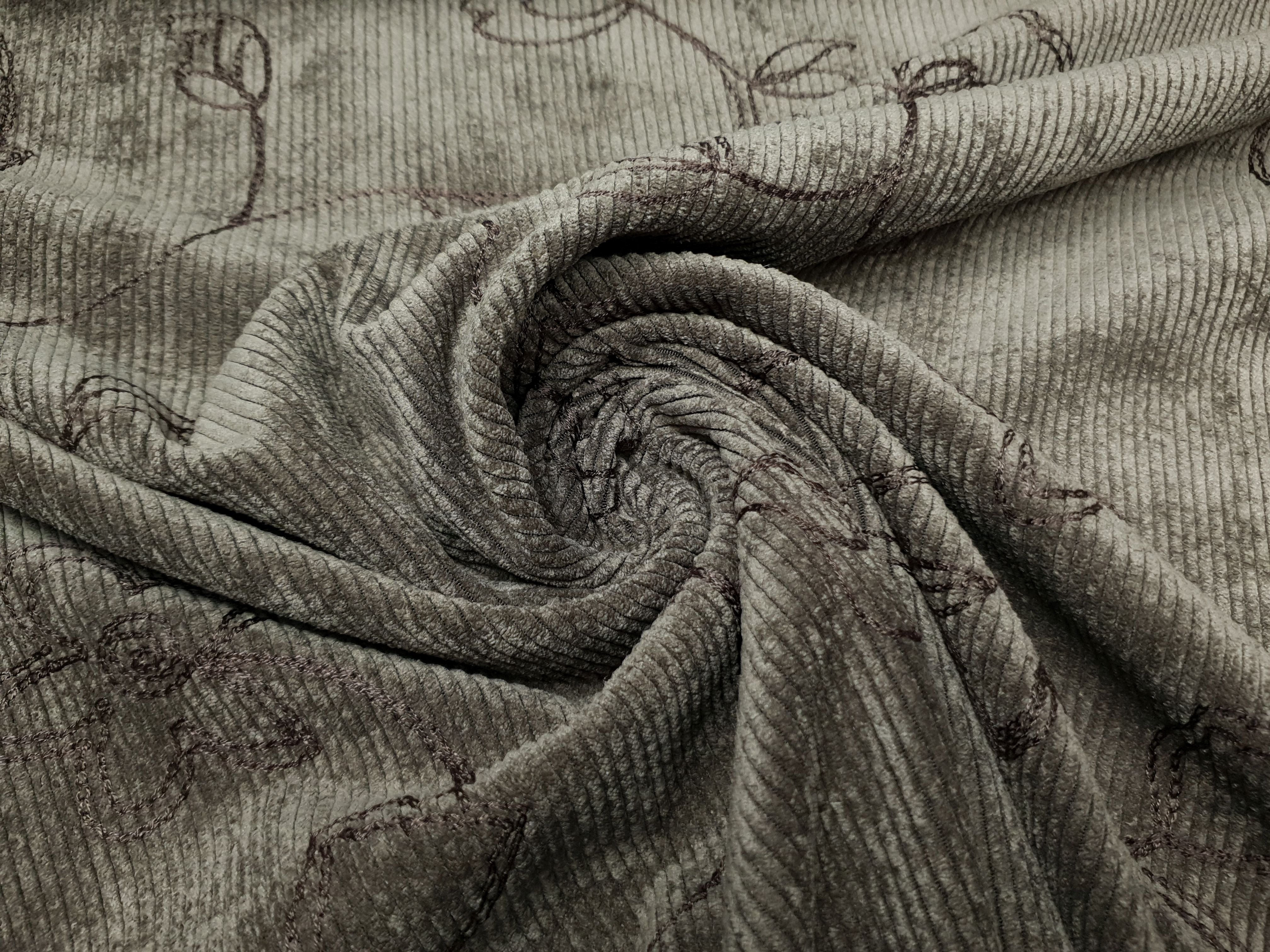 Stretch Cord Embroidery Flowers braun