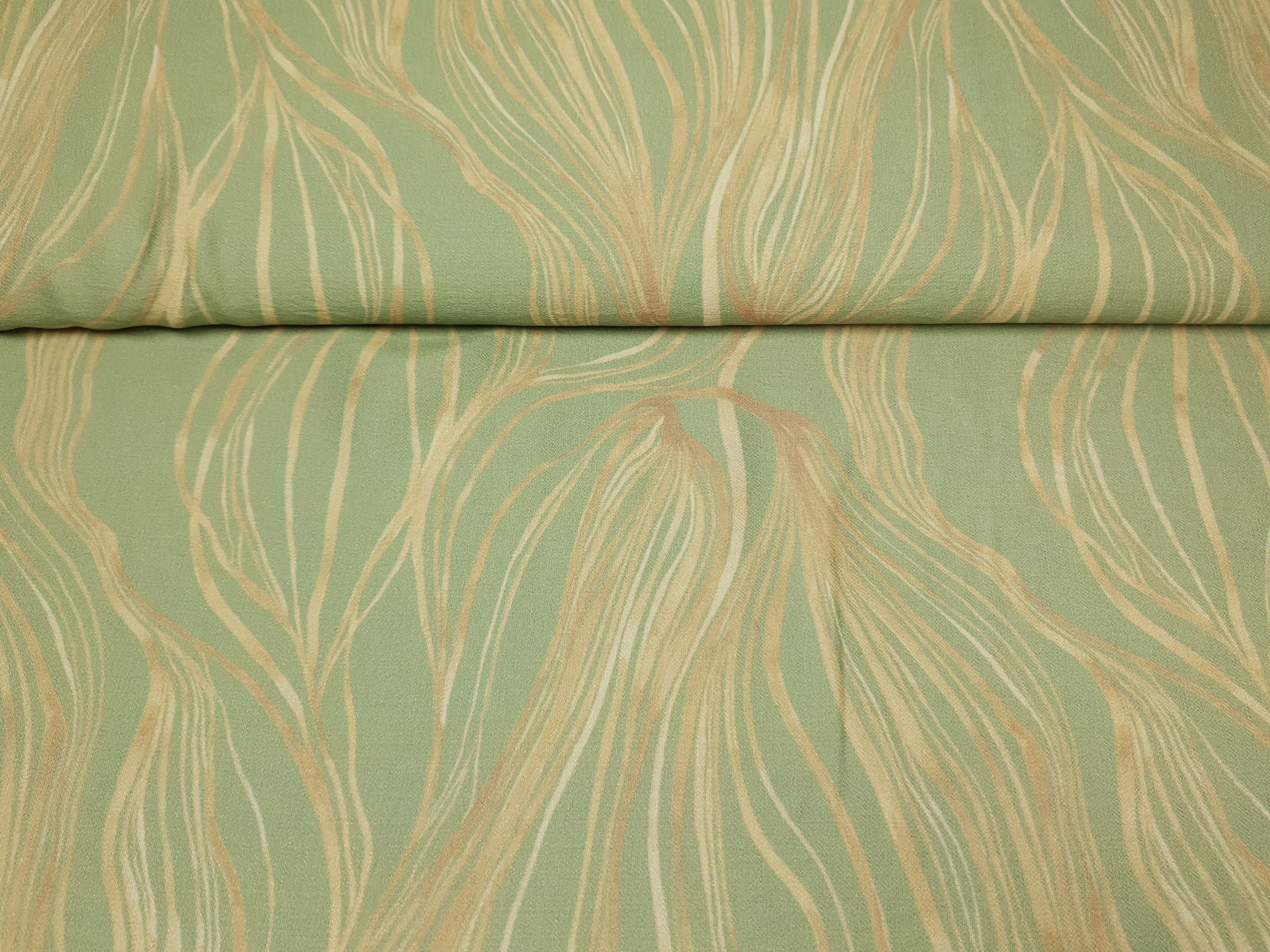 Viskosecrêpe Lines pistazie/beige