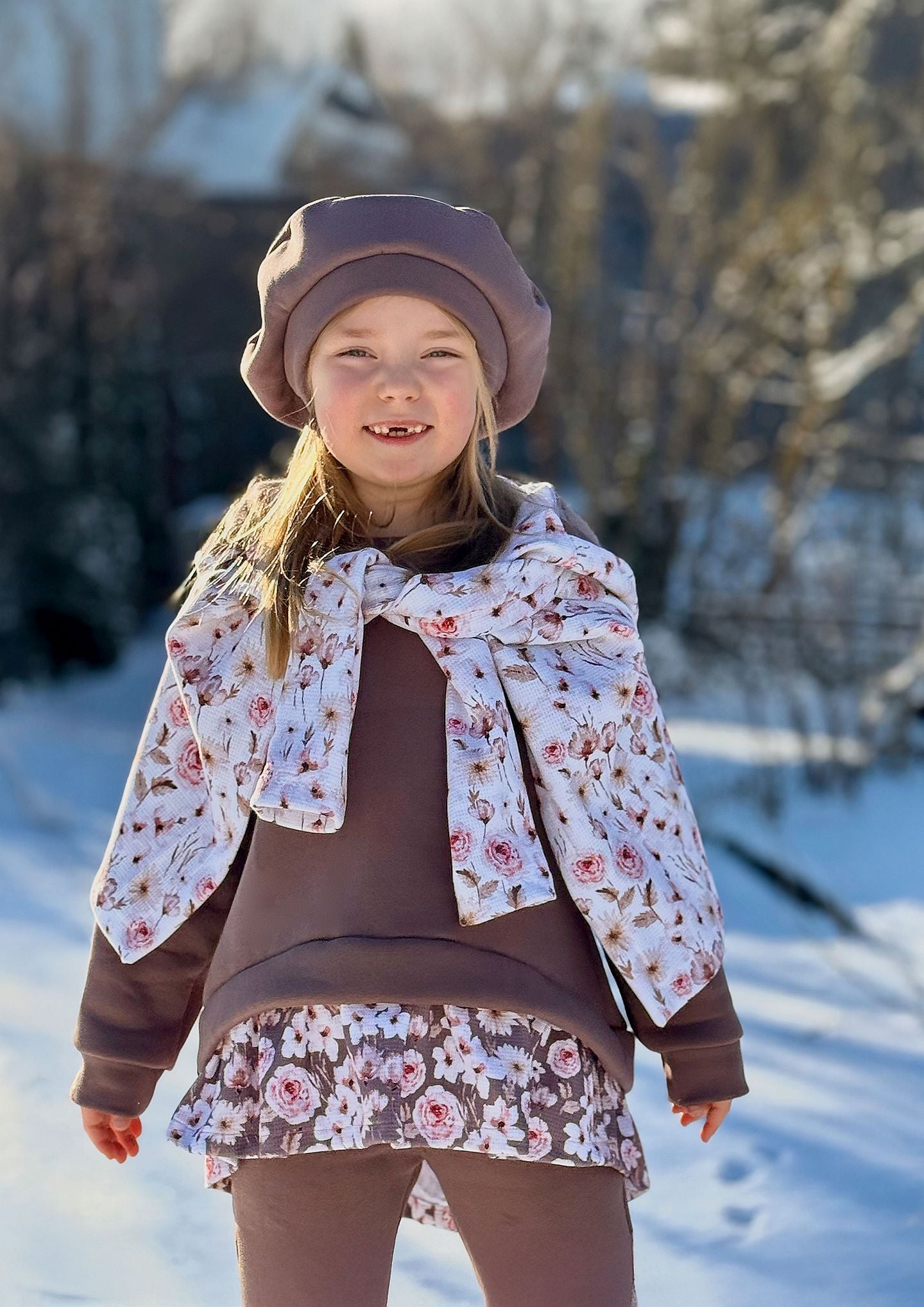 Winterflowers by Christiane Zielinski braun/offwhite/rosa/beige